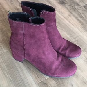 Purple suede boots